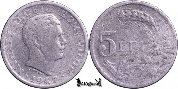 1947, 5 Lei - Mihai I - Kingdom of Romania