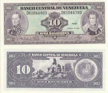 1986 (18 March), 10 Bolivares (P-61a) - Venezuela - grade UNC