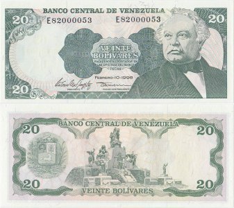 1998 (10 February), 20 Bolívares (P-63f) - Venezuela