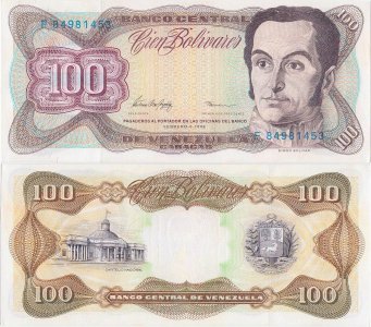1998 (5 February), 100 Bolívares (P-66f) - Venezuela
