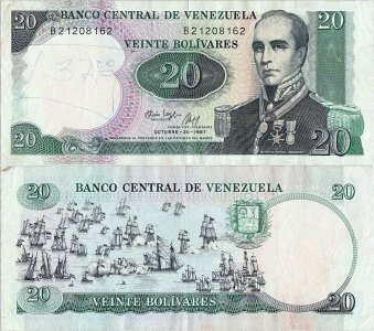 1987 (20 October), 20 bolívares (P-71a) - Venezuela