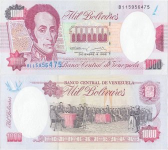 1992 (8 December), 1,000 Bolívares (P-73c) - Venezuela