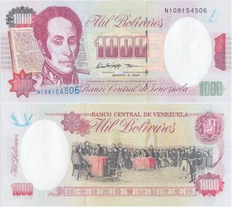 1998 (6 August), 1,000 Bolívares (P-76d) - Venezuela