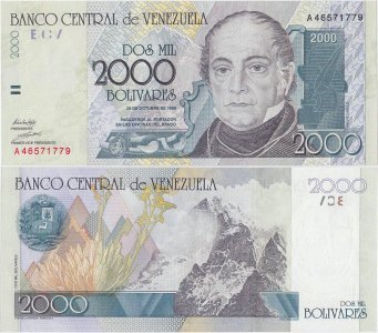 1998 (29 Octombrie), 2,000 Bolívares (P-80) - Venezuela
