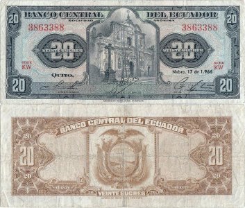 1966 (17 November) , 20 sucres (P-103a.4) - Ecuador