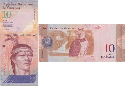 2009 (3 Septembrie), 10 Bolívares (P-90b) - Venezuela