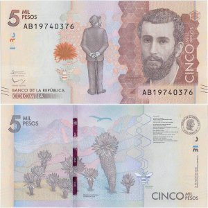 2015 (19 August), 5,000 Pesos (P-459a) - Columbia