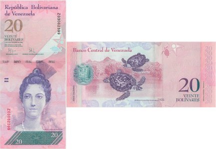 2009 (3 Septembrie), 20 Bolívares (P-91dr) - Venezuela
