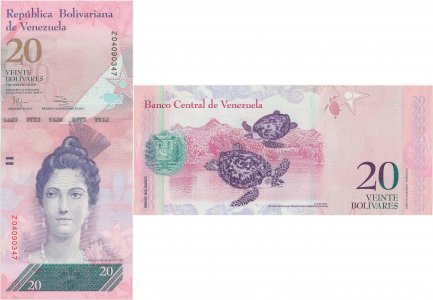 2011 (3 Februarie), 20 Bolívares (P-91er) - Venezuela