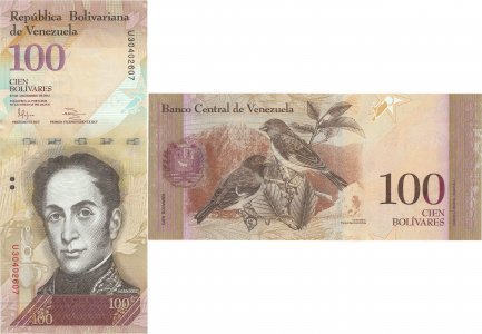 2012 (27 Decembrie), 100 Bolívares (P-93g.1) - Venezuela