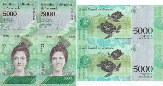 2017 (13 Decembrie) , 5,000 bolívares (P-97c) - Venezuela (×2)