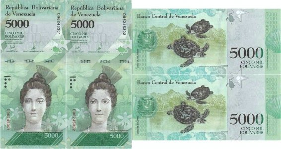 2017 (13 Decembrie) , 5,000 bolívares (P-97c) - Venezuela (×2)