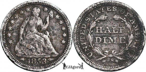 1853, ½ dime ( Seated Liberty Half Dime - arrows at date ) - Statele Unite ale Americii