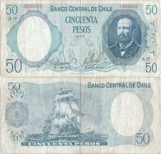 1975, 50 pesos (P-151a.1) - Chile