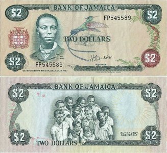 1976, 2 dollars (P-60b) - Jamaica