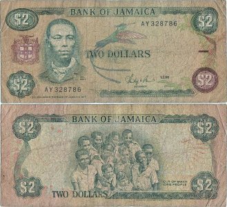1986 (1 Martie), 2 dollars (P-69b.1) - Jamaica