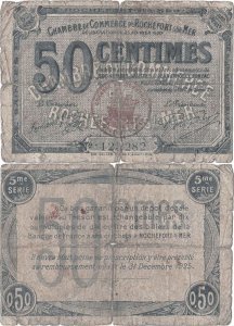 1920 (25 February), 50 centimes (Jean Pirot JP-107-17) - France (Rochefort-sur-Mer)