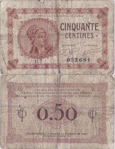 1920 (10 March), 50 centimes (Jean Pirot JP-097-10a) - France (Paris)