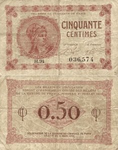 1920 (10 March), 50 centimes (Jean Pirot JP-097-10a) - France (Paris)