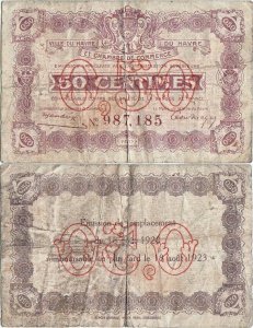 1920 (18 August), 50 centimes (Jean Pirot JP-068-26) - France (Le Havre)