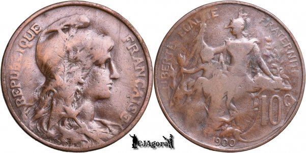 1900, 10 Centimes - A Treia Republică Franceză