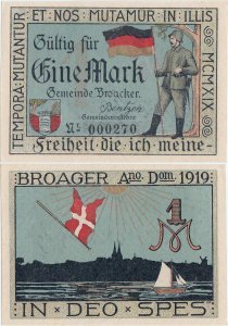 1919, 1 Mark (Grabowski & Mehl 188.1a-2/2) - Germany (Broager, Denmark)