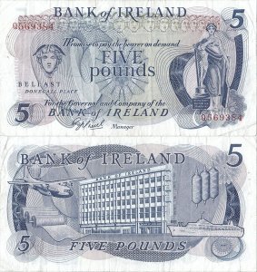 1977, 5 pounds (P-62b) - Irlanda de Nord