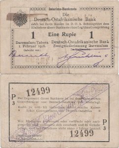 1916 (1 Februarie), 1 Rupie (P-20a.10) - Africa de Est Germană
