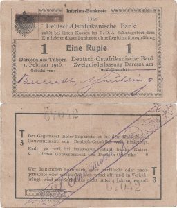 1916 (1 Februarie), 1 Rupie (P-20a.17) - Africa de Est Germană