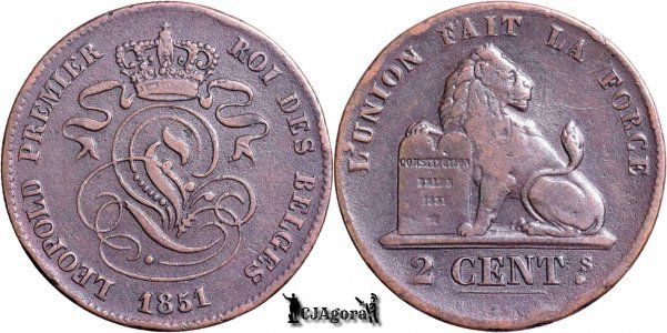 1851, 2 Centimes - Léopold I - Kingdom of Belgium