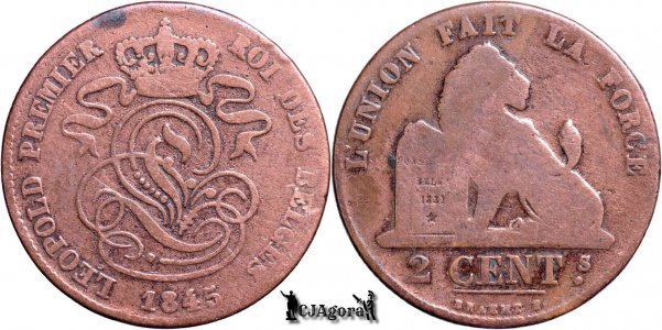 1845, 2 Centimes - Léopold I - Kingdom of Belgium