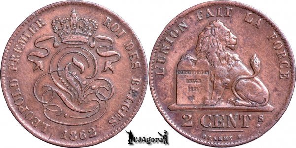 1862, 2 Centimes - Léopold I - Kingdom of Belgium