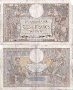 1933 (22 June), 100 francs (P-78c.2) - France