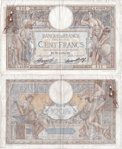 1934 (22 Februarie), 100 francs (P-78c.5) - Franța