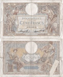 1935 (28 March), 100 francs (P-78c.8) - France