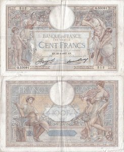 1937 (28 Ianuarie), 100 francs (P-78c.13) - Franța