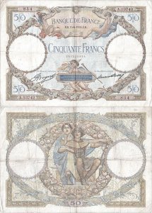1933 (15 June), 50 francs (P-80b.1) - France