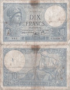 1939 (21 September), 10 francs (P-84a.6) - France