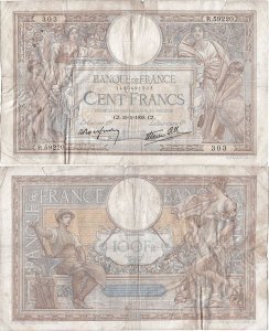 1938 (19 May), 100 francs (P-86b.4) - France