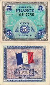 1944, 5 francs (P-115a) - Franța