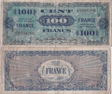 1944, 100 francs (P-123c) - France