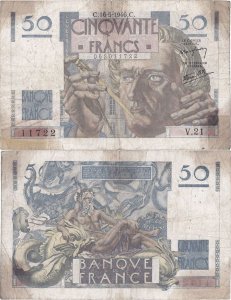 1946 (16 May), 50 francs (P-127a.1) - France