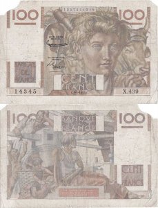 1952 (3 April) , 100 francs (P-128d.3) - France