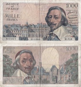 1956 (5 January) , 1.000 francs (P-134a.7) - France
