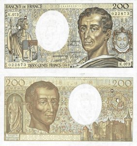 1989, 200 francs (P-155c.2) - Franța
