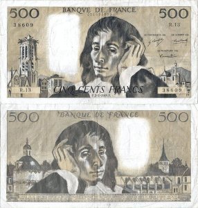 1969 (2 Ianuarie), 500 francs (P-156a.3) - Franța