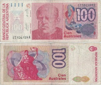 1985 (25 Noiembrie), 100 australes (P-327a) - Argentina