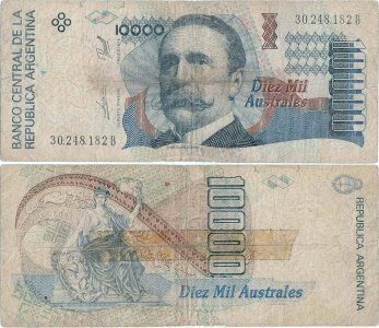 1990, 10,000 australes (P-334a) - Argentina