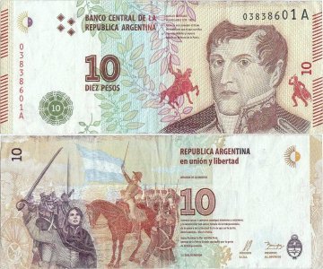 2016 (4 Aprilie) , 10 pesos (P-360a) - Argentina