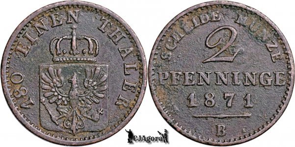 1871 B, 2 Pfenninge - William I  - Kingdom of Prussia